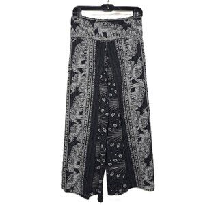 Thailand Cotton Elephant Faux Wrap Palazzo Pants S Boho Preppy Ethnic